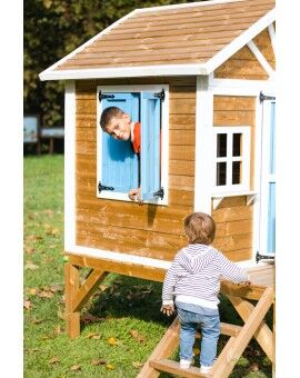 Casita infantil de madera por paneles Masgames VISBY elevada 60 cm