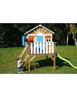 Casita infantil de madera por paneles Masgames VISBY elevada 90 cm