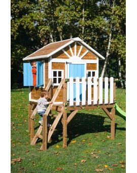 Casita infantil de madera por paneles Masgames VISBY elevada 90 cm