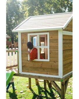 Casita infantil de madera por paneles Masgames VISBY elevada 90 cm