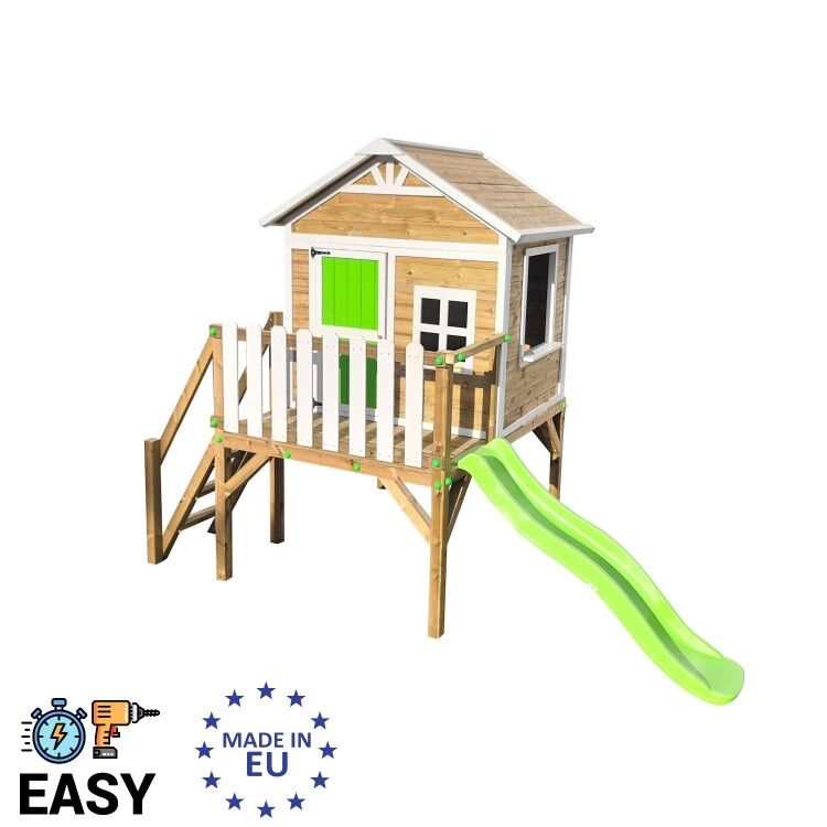 Casita infantil de madera por paneles Masgames FLAM elevada 90 cm
