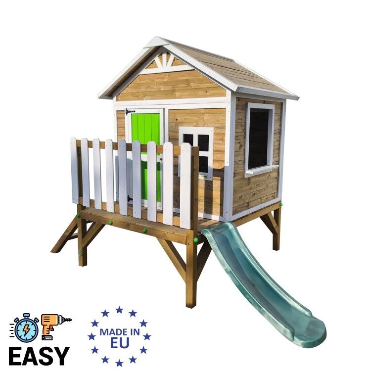 Casita infantil de madera por paneles Masgames FLAM elevada 60 cm