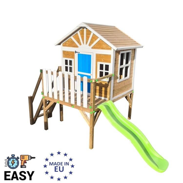 Casita infantil de madera por paneles Masgames VISBY elevada 90 cm