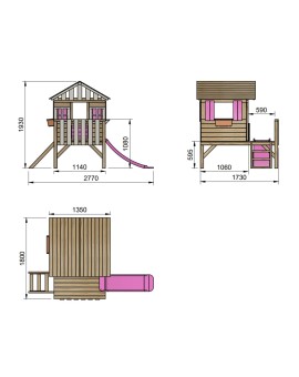 Casita de madera Masgames LOLLIPOP Elevada rosa