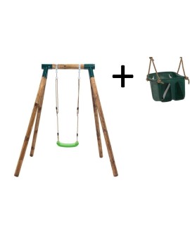 Columpio individual de madera redonda Masgames KILA L + asiento bebé