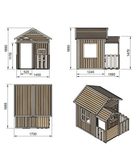 Casita infantil de madera por paneles Masgames OLDEN HORECA