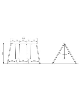 Columpio doble de madera Masgames VEGA (asientos planos)