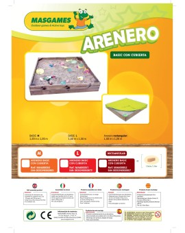 Arenero de madera Masgames BASIC Rectangular con cubierta de lona