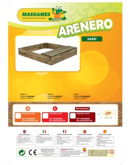 Arenero de madera Masgames KASSI con cajón-banco