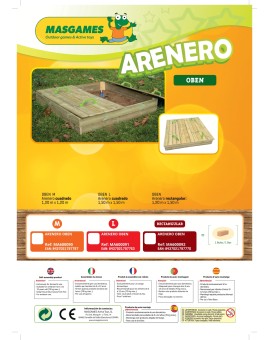Arenero de madera Masgames OBEN con cubierta de madera