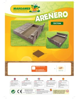 Arenero de madera Masgames TECTUM con cubierta de madera plegable