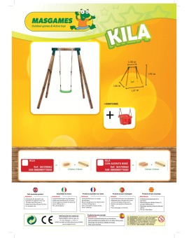 Columpio individual de madera redonda Masgames KILA L