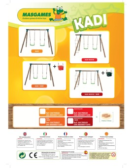 Columpio doble de madera redonda Masgames KADI L + asiento bebé