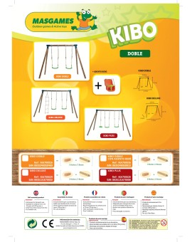 Columpio doble de madera redonda Masgames KIBO XL Plus