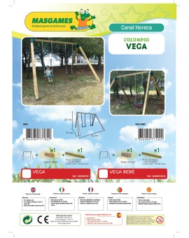 Columpio doble de madera Masgames VEGA (asientos planos)