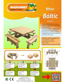 Mesa de picnic cuadrada MASGAMES BALTIC