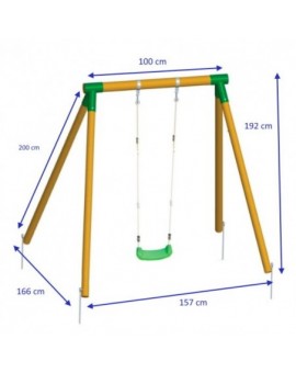 Columpio individual de madera redonda Masgames KILA L + asiento bebé