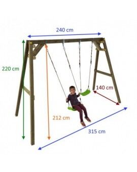 Columpio doble de madera cuadrada Masgames XYLO XL + asiento bebé