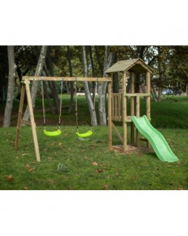 Parque infantil Masgames CARLIT M techo de madera con columpio doble