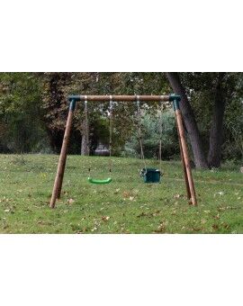Columpio doble de madera redonda Masgames KADI L + asiento bebé