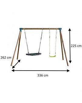 Columpio doble de madera redonda Masgames DOBLE PLUS XL