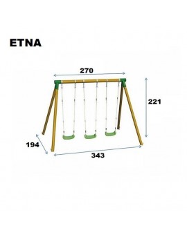 Columpio triple de madera redonda Masgames ETNA XL + asiento bebé