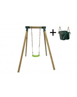 Columpio individual de madera cuadrada Masgames AIKO L + asiento bebé