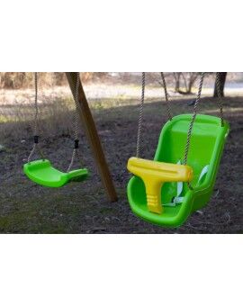 Columpio doble de madera cuadrada Masgames KARAI JUNIOR XL + asiento bebé