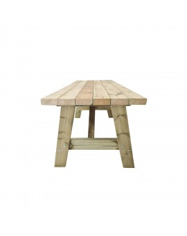 Mesa de madera ZURICH con bancos con respaldo VIC