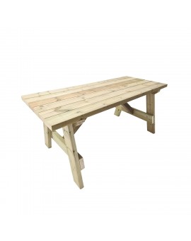 Mesa de madera ZURICH con bancos con respaldo VIC