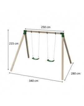 Columpio doble de madera cuadrada Masgames KARAI DELUXE Adultos (caucho y cuerdas)