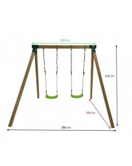 Columpio doble de madera cuadrada Masgames KARAI JUNIOR XL