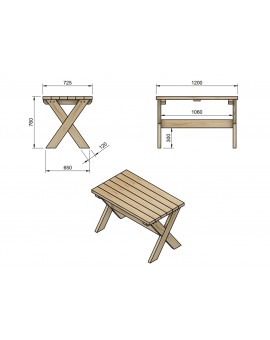 Mesa de madera exterior MASGAMES XERTA 120 cm