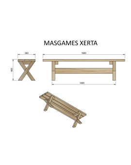 Banco de madera MASGAMES XERTA 180 cm