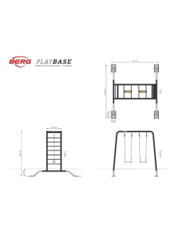 BERG Playbase Medium TL (rocódromo + trapecio + asiento de caucho)