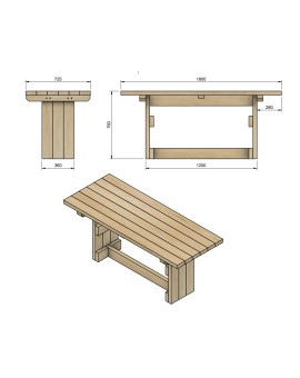 Mesa de madera de exterior MASGAMES CALELLA con bancos con respaldo MASGAMES VIC