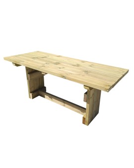 Mesa de madera de exterior MASGAMES CALELLA con bancos con respaldo MASGAMES VIC