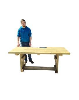 Mesa de madera de exterior MASGAMES CALELLA con bancos con respaldo MASGAMES VIC