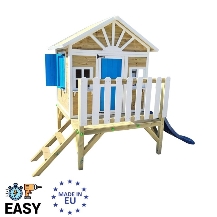 Casita infantil de madera por paneles Masgames VISBY elevada 60 cm