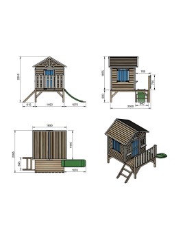 Casita infantil de madera por paneles Masgames VISBY elevada 60 cm