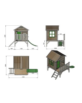 Casita infantil de madera por paneles Masgames FLAM elevada 60 cm