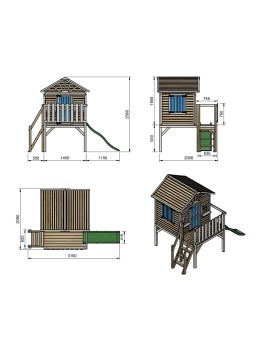 Casita infantil de madera por paneles Masgames VISBY elevada 90 cm