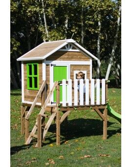 Casita infantil de madera por paneles Masgames FLAM elevada 90 cm